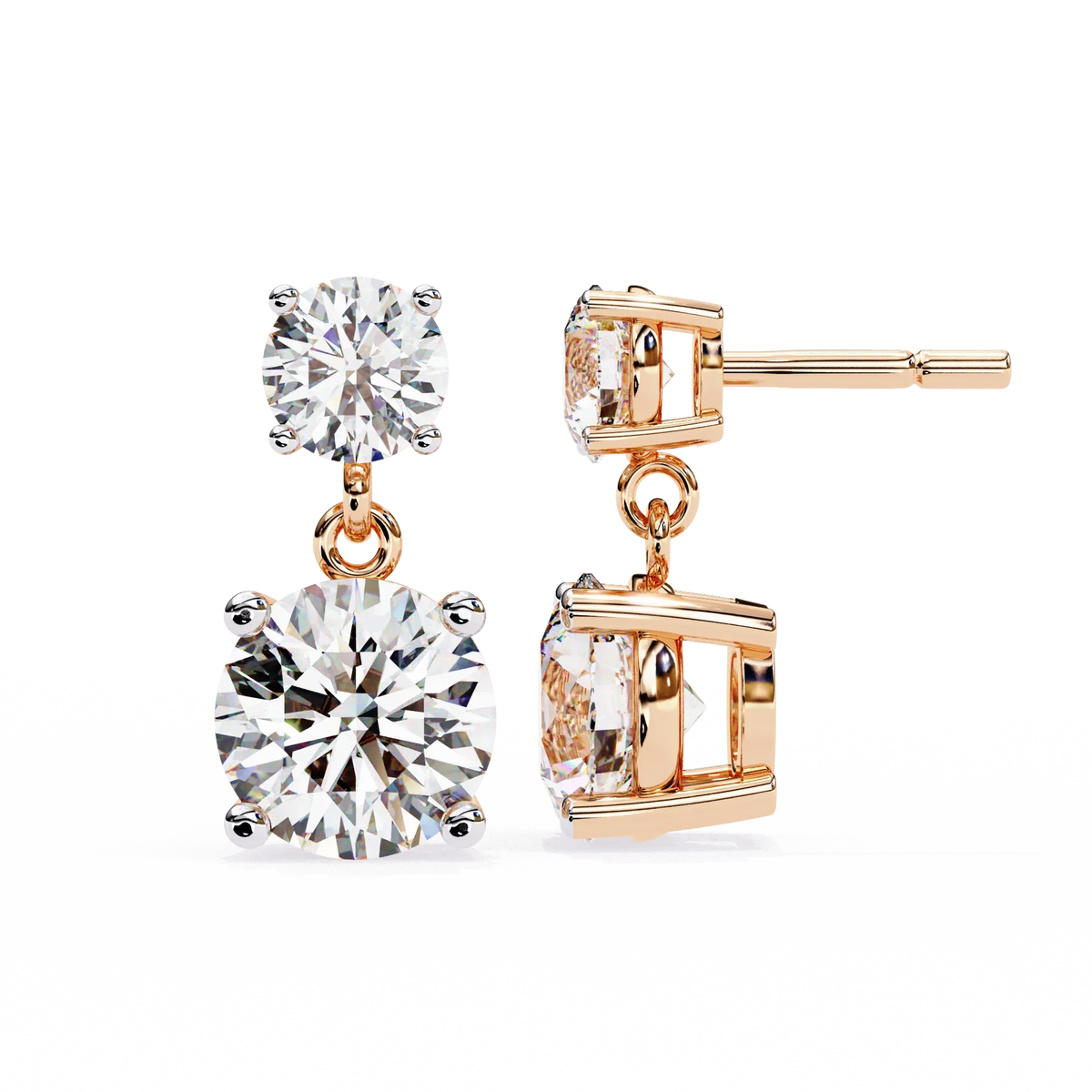 Stellar Drop Round Lab Grown Diamond Earrings - Ophiratbf