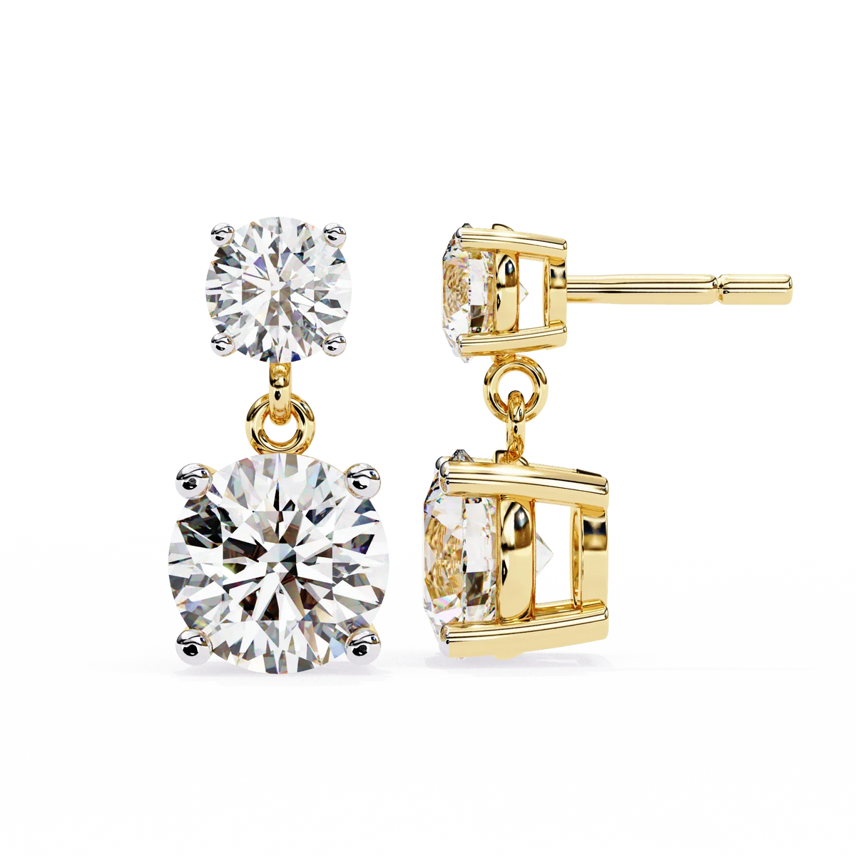 Stellar Drop Round Lab Grown Diamond Earrings - Ophiratbf