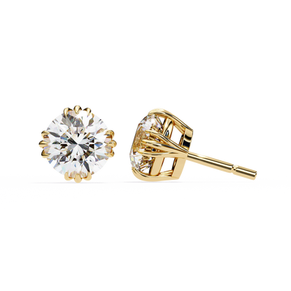 Sunlit Bloom Round Lab Grown Diamond Earrings