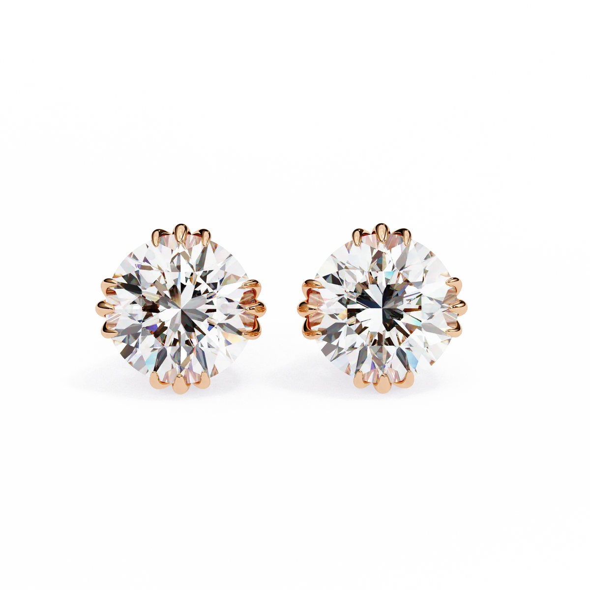 Sunlit Bloom Round Lab Grown Diamond Earrings - Ophiratbf