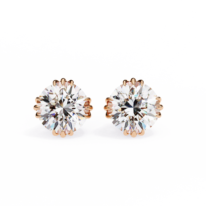 Sunlit Bloom Round Lab Grown Diamond Earrings