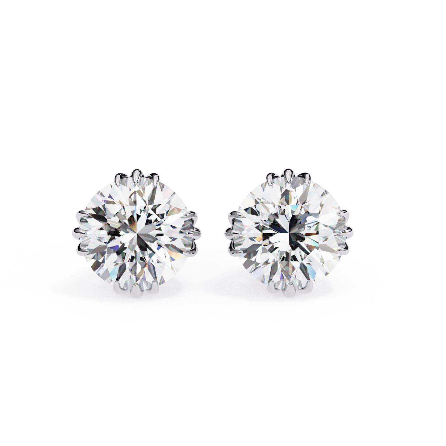sunlit bloom round lab grown diamond earrings