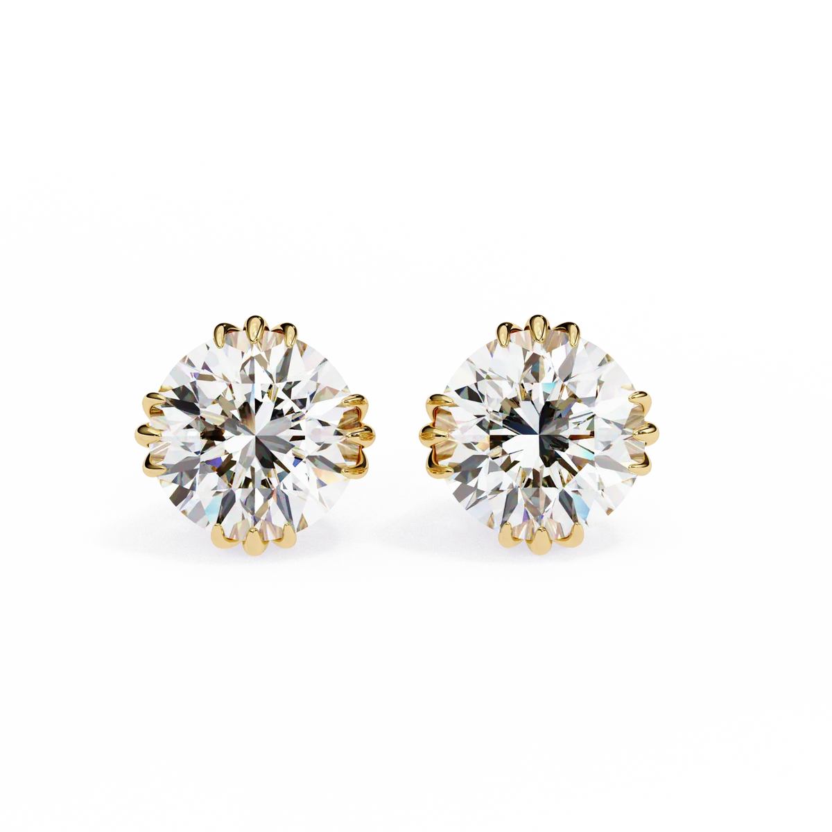 Sunlit Bloom Round Lab Grown Diamond Earrings - Ophiratbf