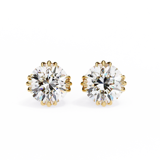 Sunlit Bloom Round Lab Grown Diamond Earrings