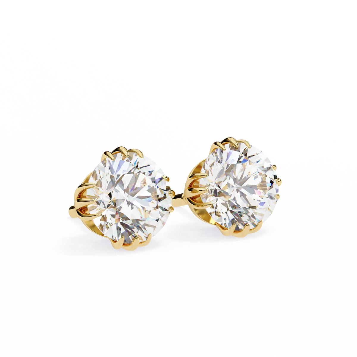 Sunlit Bloom Round Lab Grown Diamond Earrings - Ophiratbf