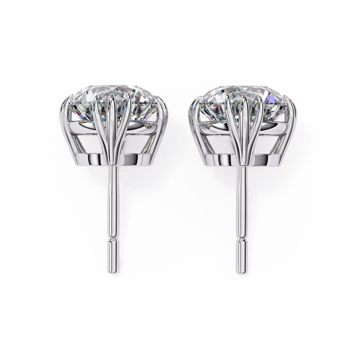 Sunlit Bloom Round Lab Grown Diamond Earrings - Ophiratbf