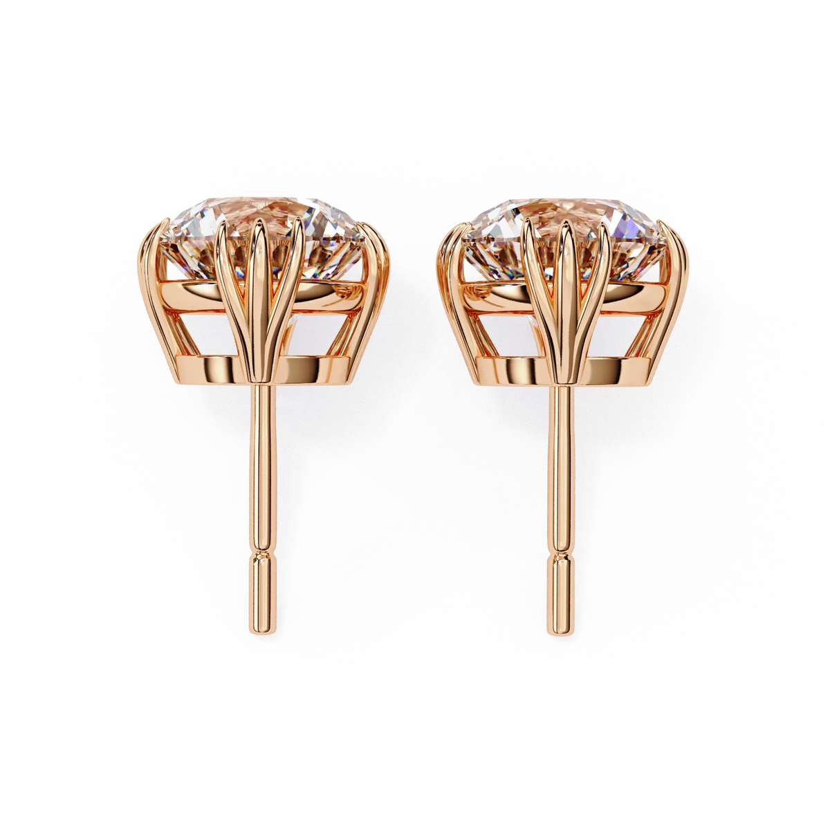 Sunlit Bloom Round Lab Grown Diamond Earrings - Ophiratbf