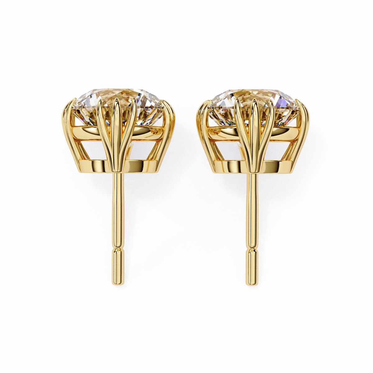 Sunlit Bloom Round Lab Grown Diamond Earrings - Ophiratbf