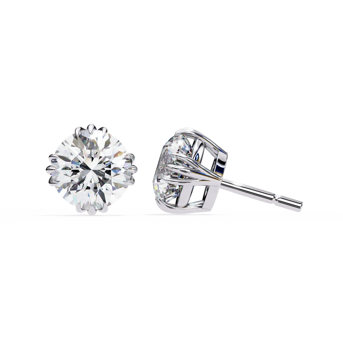 Sunlit Bloom Round Lab Grown Diamond Earrings - Ophiratbf