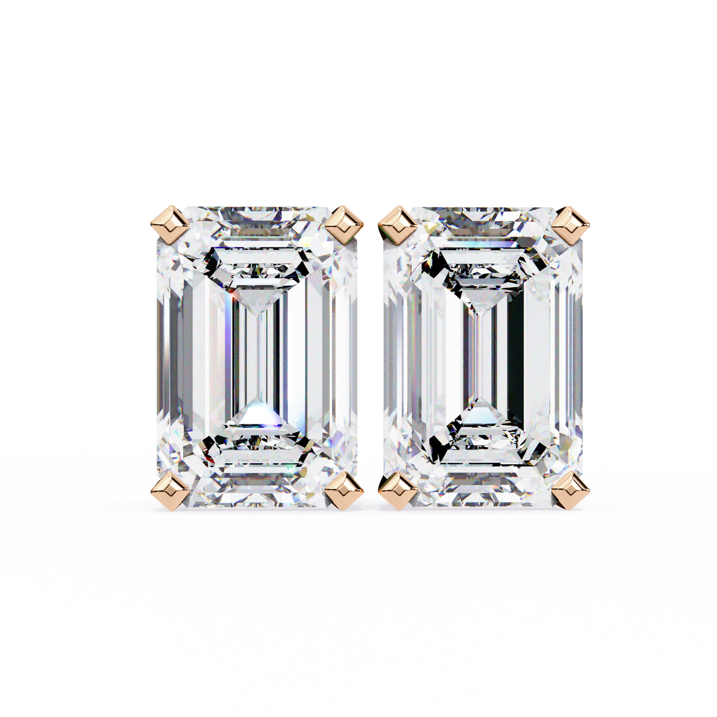 emerald prism lab grown diamond studs
