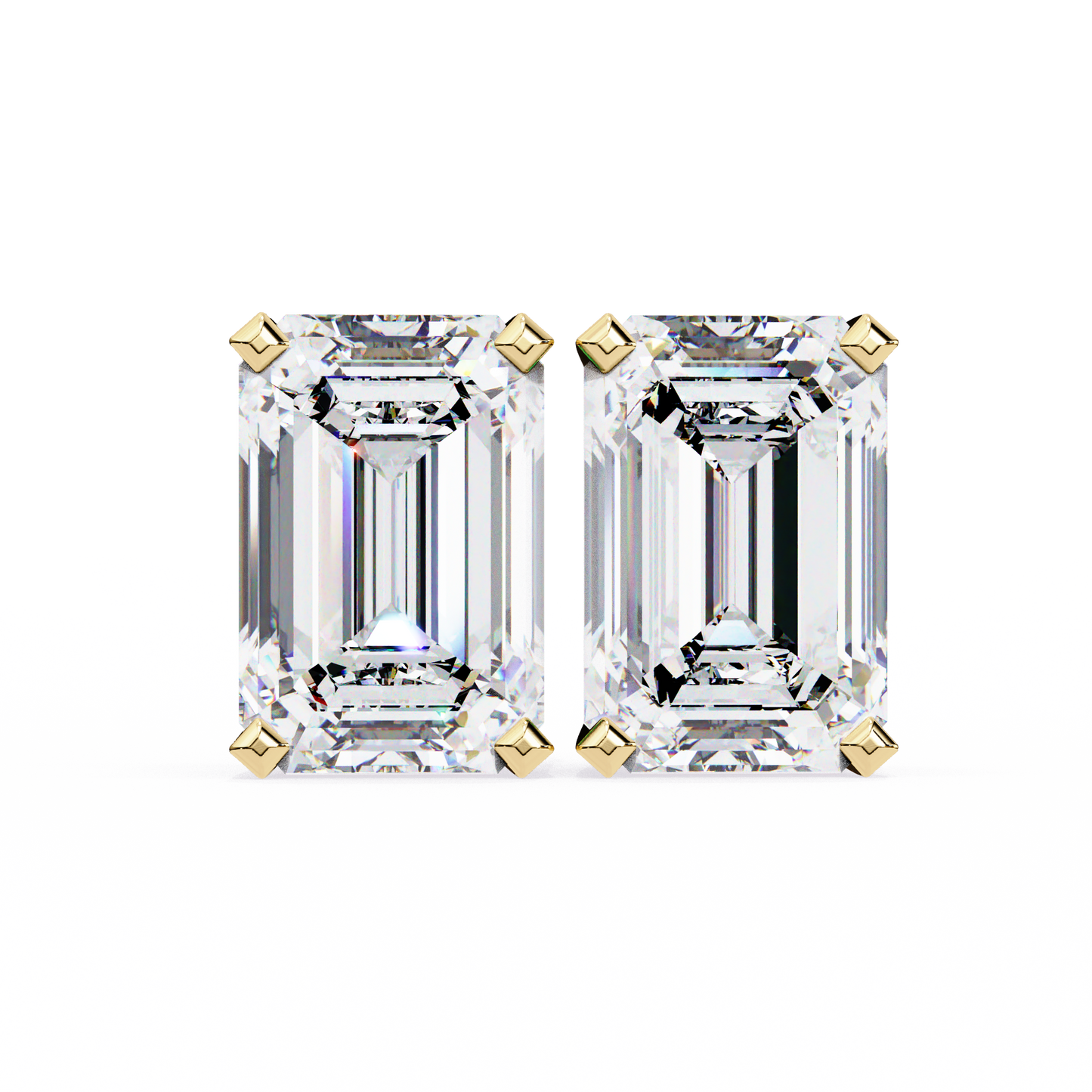 emerald prism lab grown diamond studs