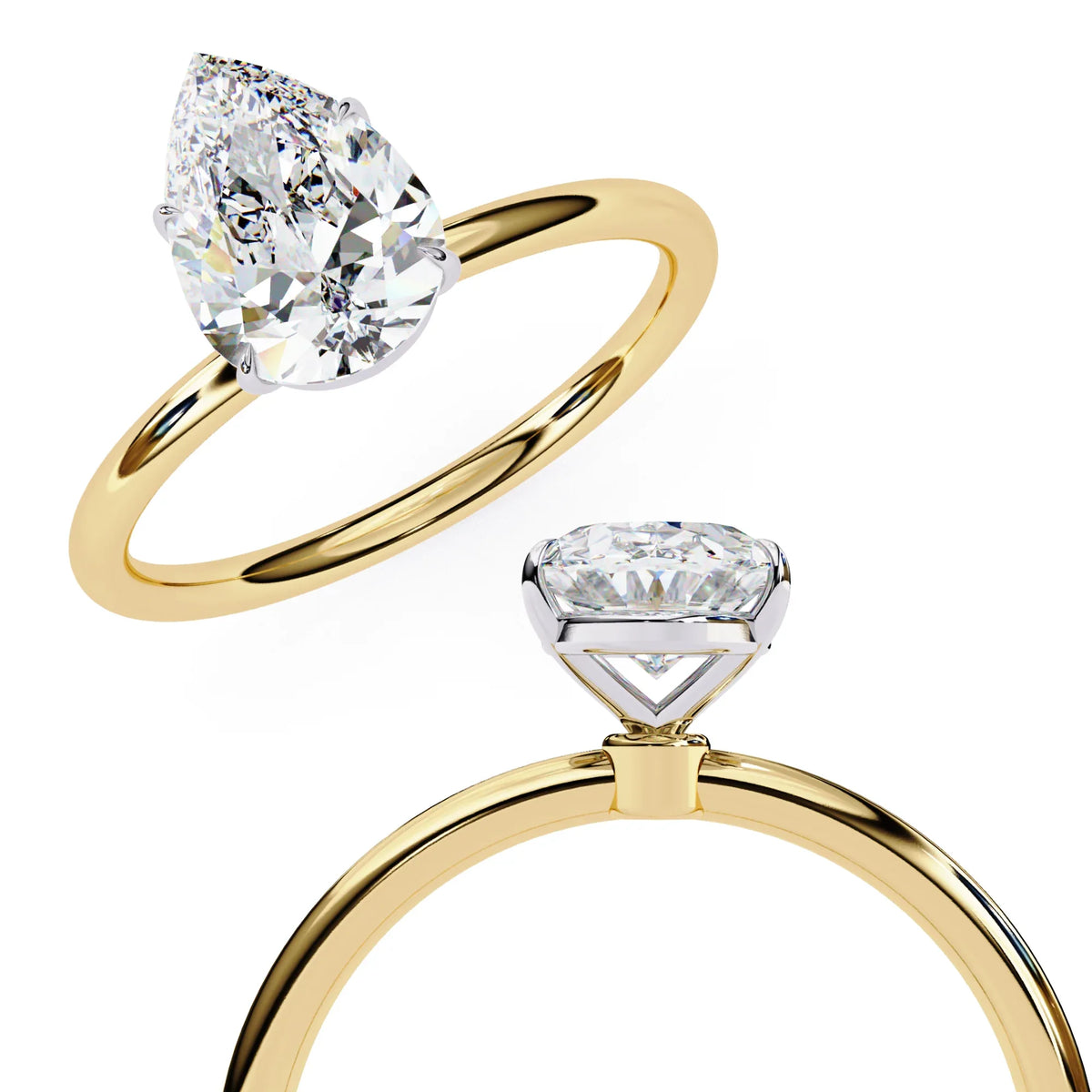 Pear Shape Lab Grown Diamond Solitaire Ring - Ophiratbf