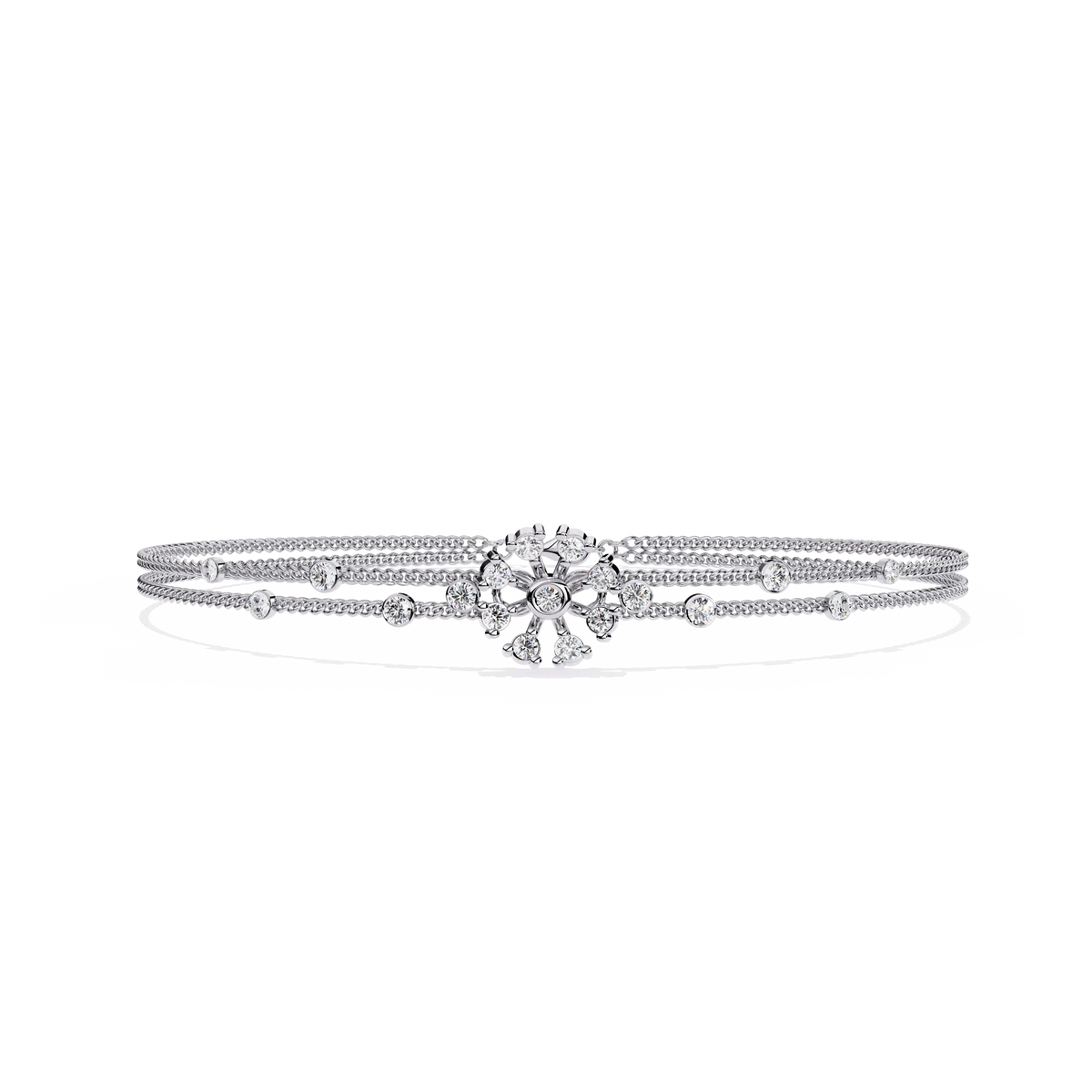 Blossom Trio Chain Lab Grown Diamond Bracelet - Ophiratbf