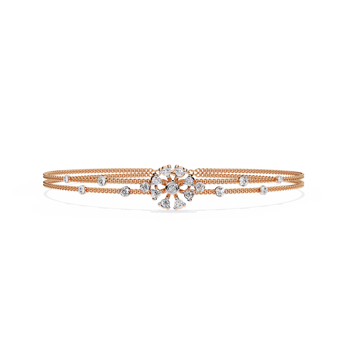 Blossom Trio Chain Lab Grown Diamond Bracelet - Ophiratbf