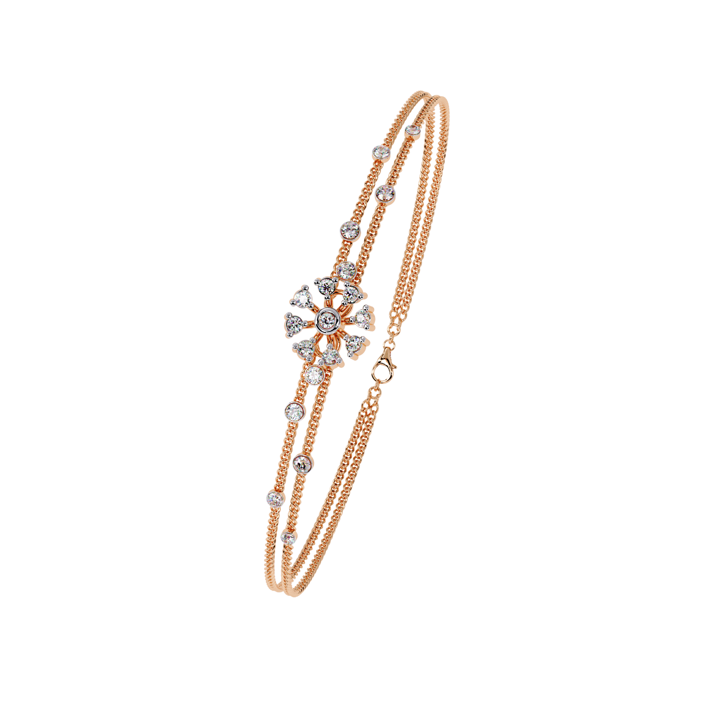 blossom trio chain lab grown diamond bracelet