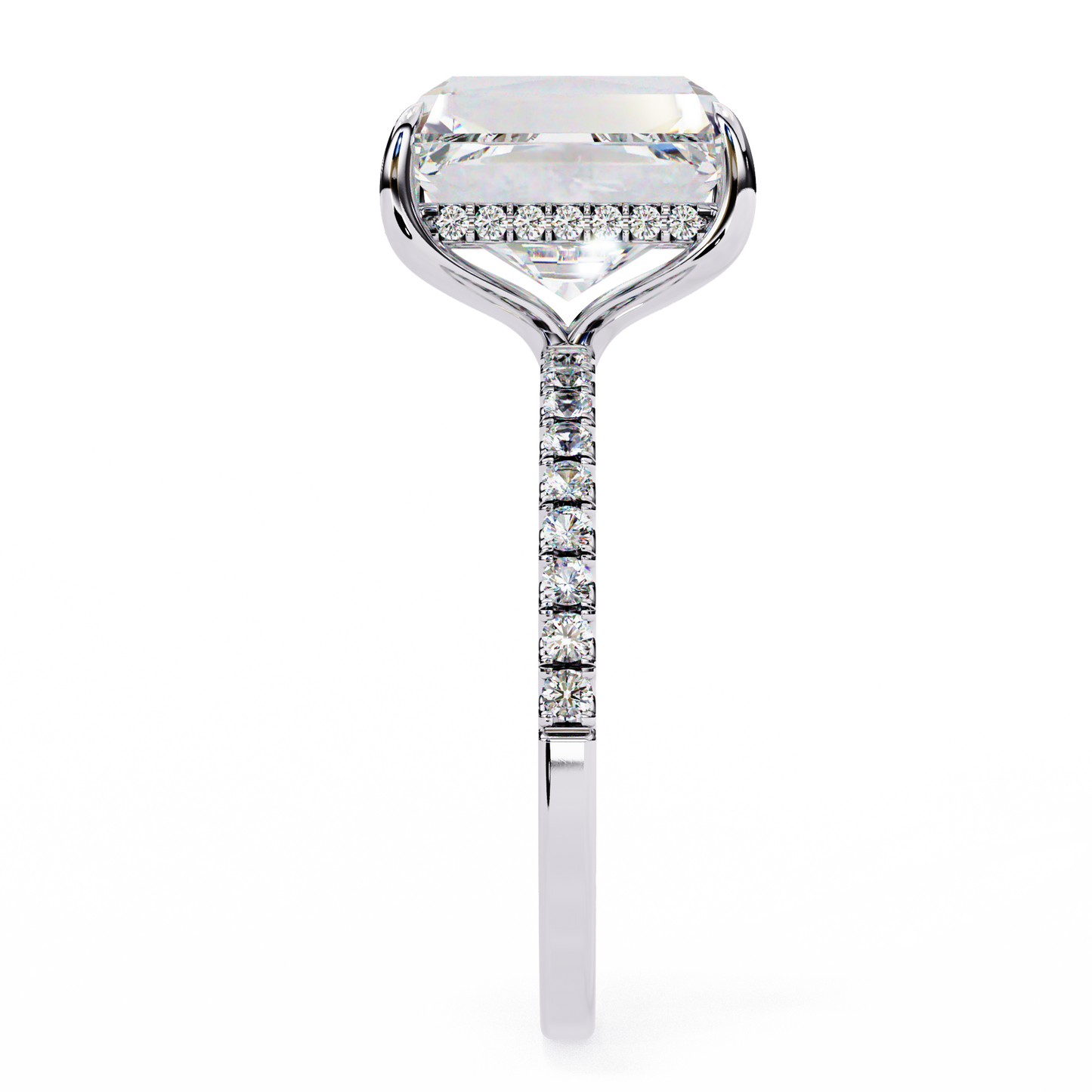 emerald luxe hidden halo lab grown diamond ring