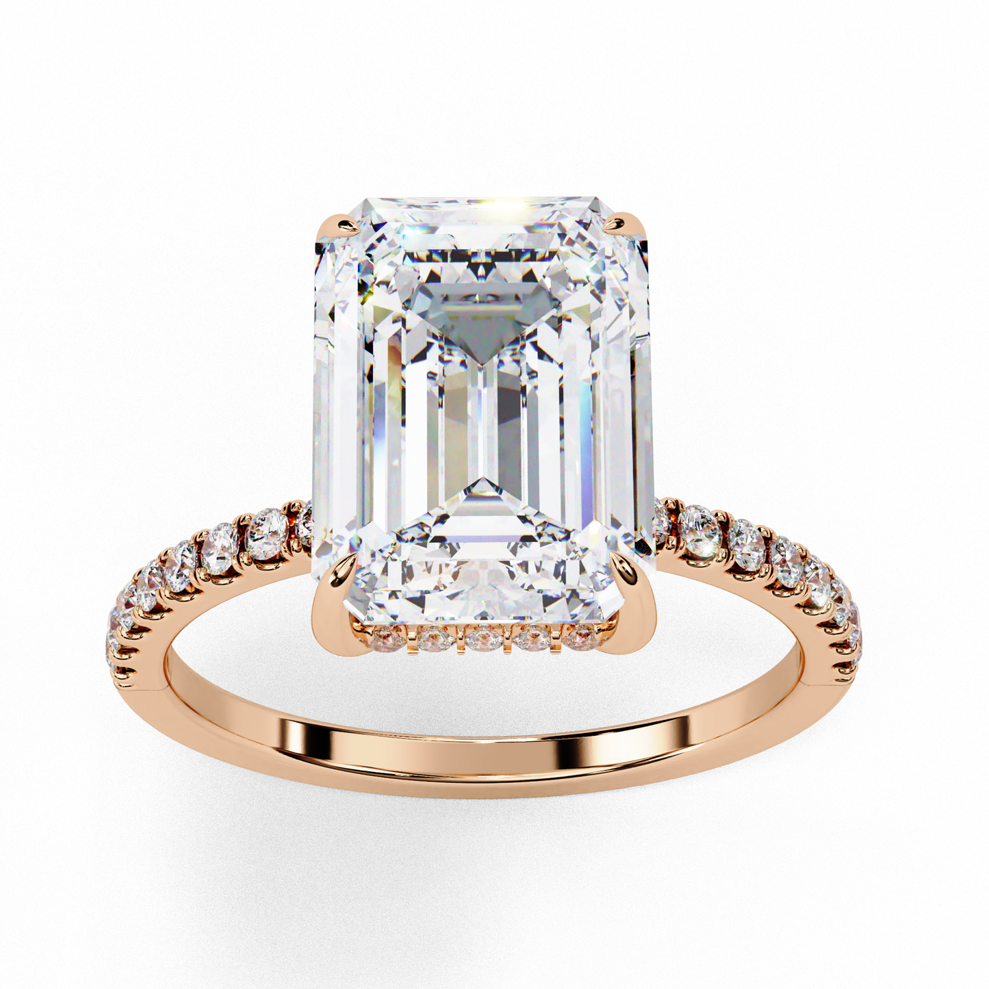 emerald luxe hidden halo lab grown diamond ring