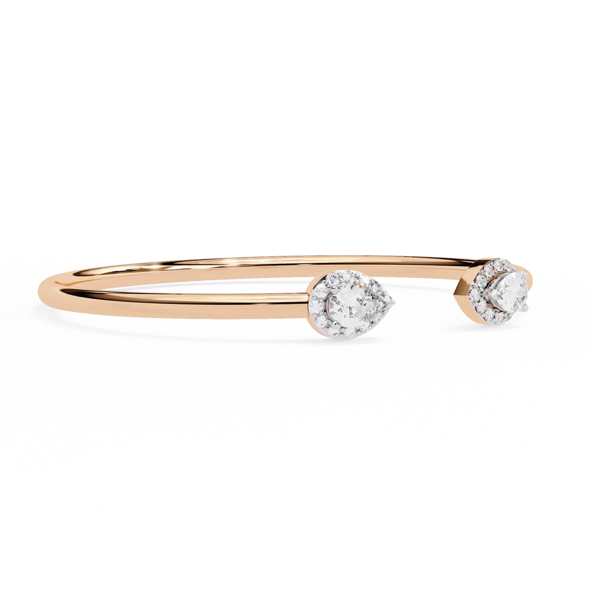 Lustra Pear Halo Diamond Open Bangle - Ophiratbf