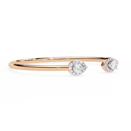 Lustra Pear Halo Diamond Open Bangle