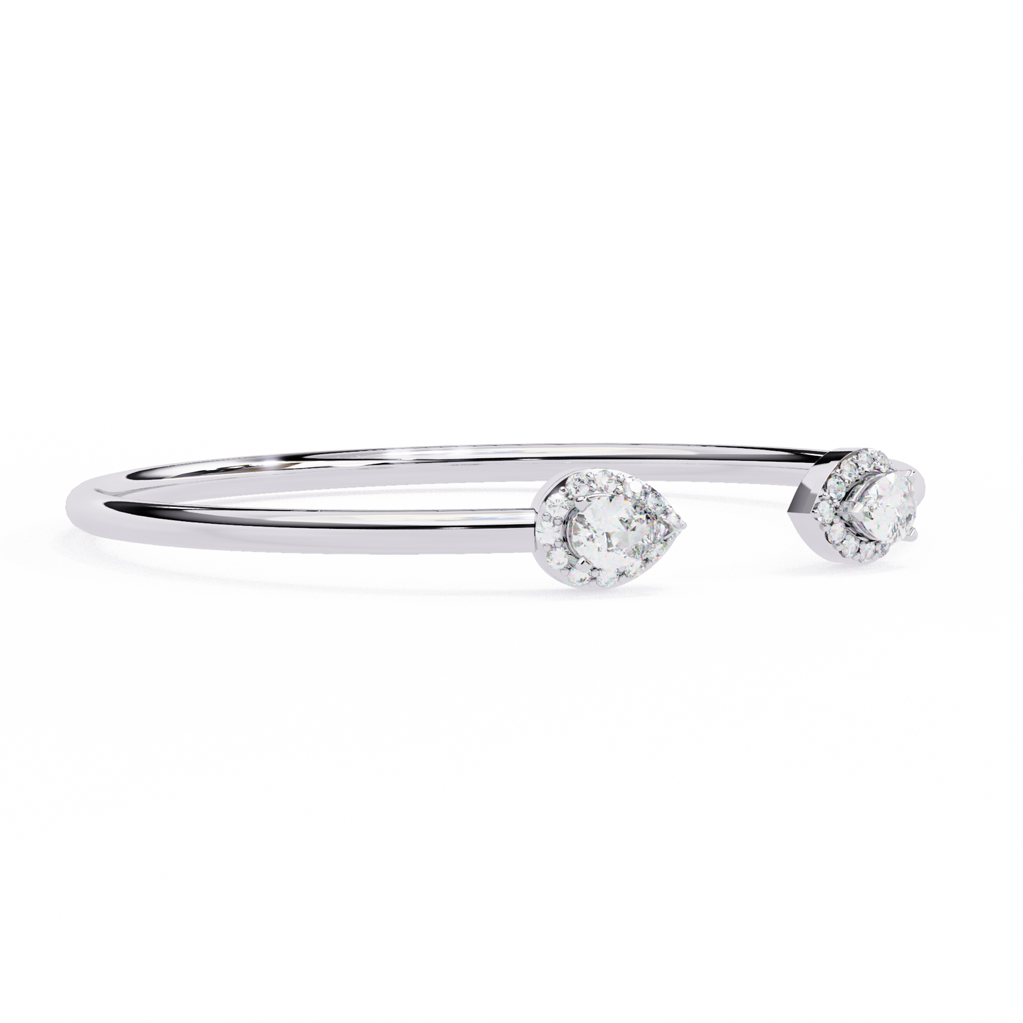 lustra pear halo diamond open bangle
