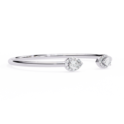 Lustra Pear Halo Diamond Open Bangle