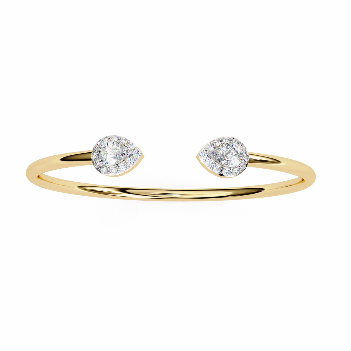 Lustra Pear Halo Diamond Open Bangle - Ophiratbf