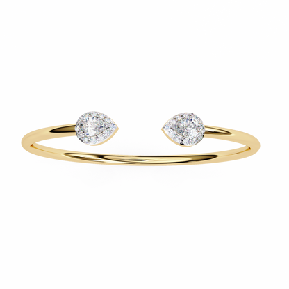 Lustra Pear Halo Diamond Open Bangle
