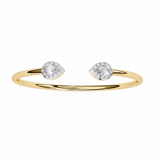 Lustra Pear Halo Diamond Open Bangle