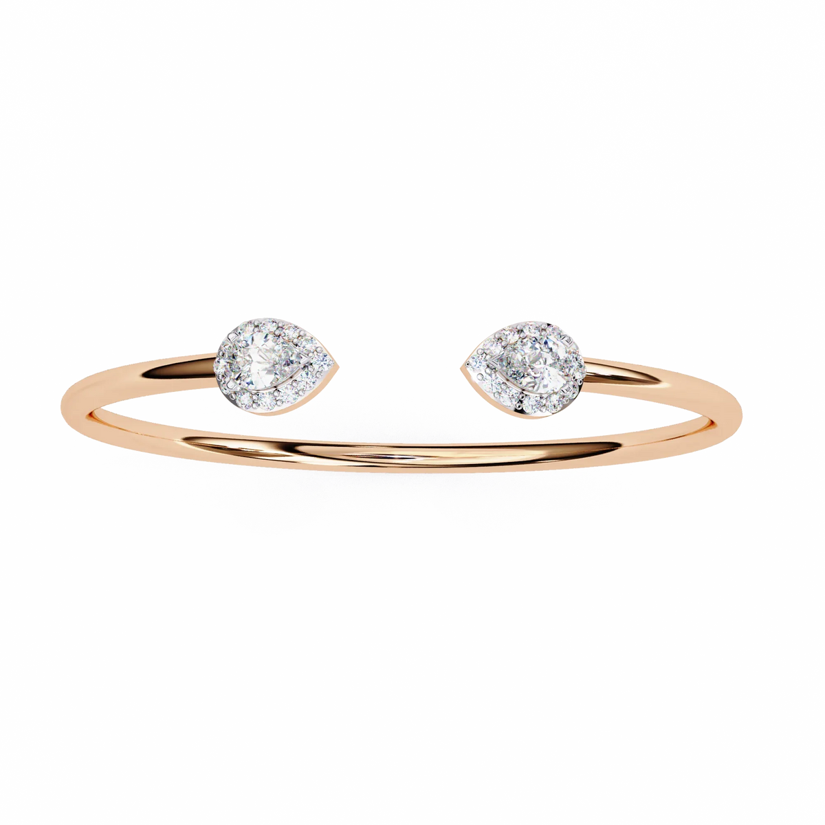 Lustra Pear Halo Diamond Open Bangle - Ophiratbf