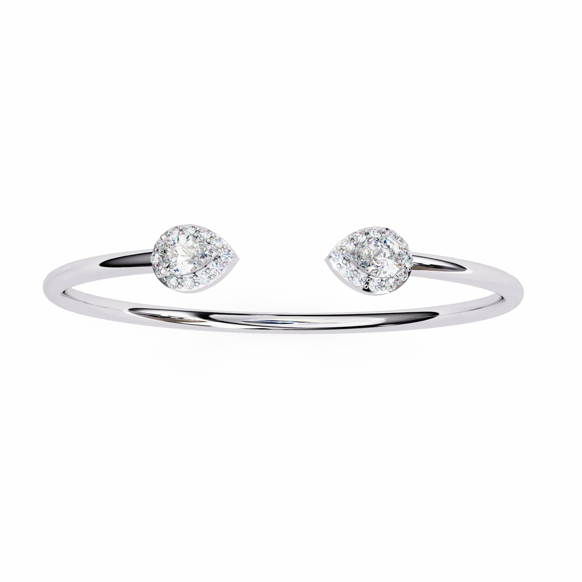 Lustra Pear Halo Diamond Open Bangle - Ophiratbf