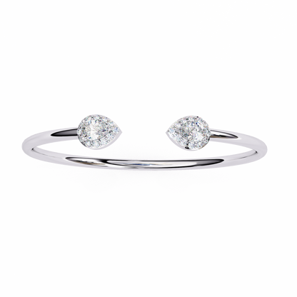 Lustra Pear Halo Diamond Open Bangle