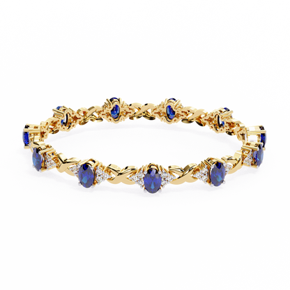 Azure Embrace Lab Grown Diamond & Sapphire Bangle