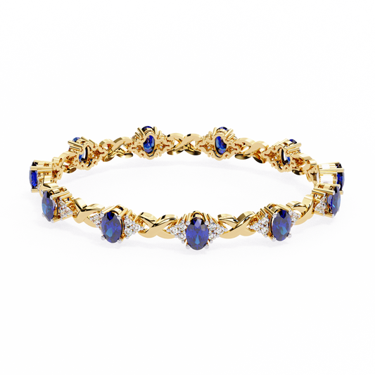 Azure Embrace Lab Grown Diamond & Sapphire Bangle