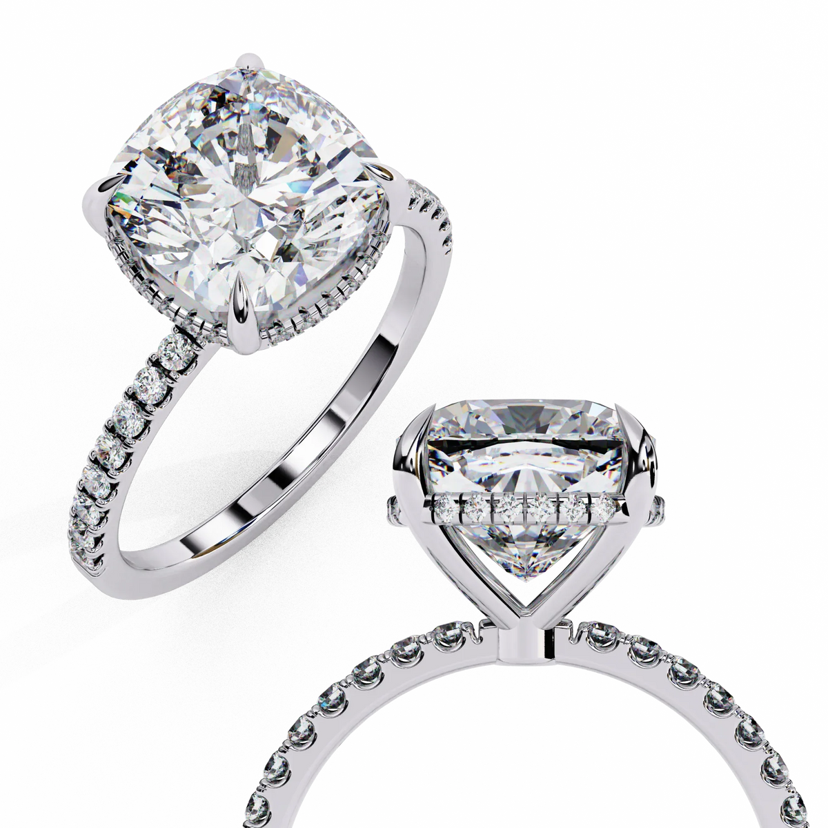 Cushion Brilliance Lab Grown Diamond Solitaire Ring - Ophiratbf
