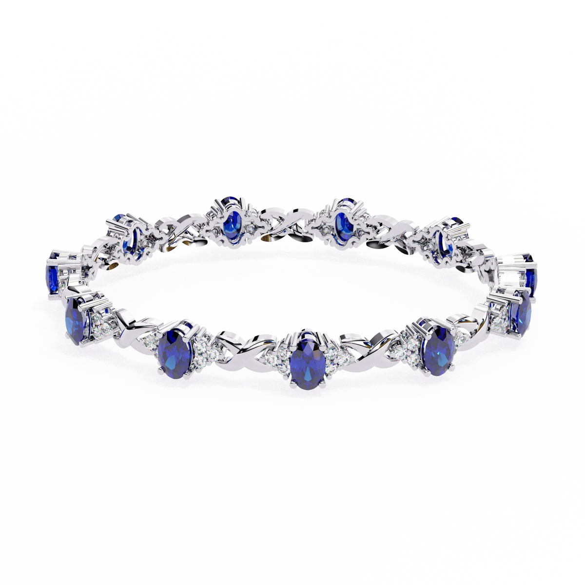 Azure Embrace Lab Grown Diamond & Sapphire Bangle - Ophiratbf