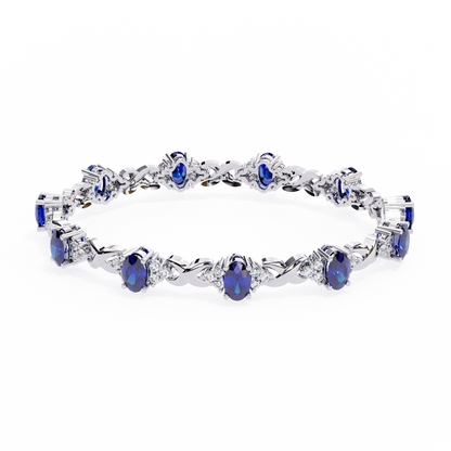 Azure Embrace Lab Grown Diamond & Sapphire Bangle