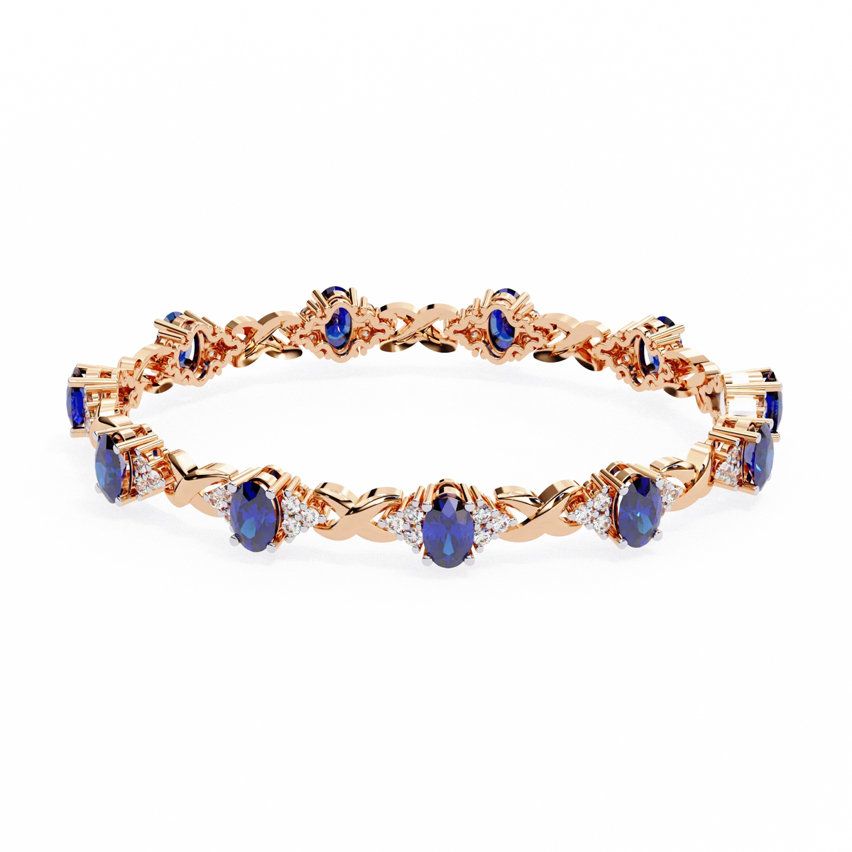 Azure Embrace Lab Grown Diamond & Sapphire Bangle - Ophiratbf