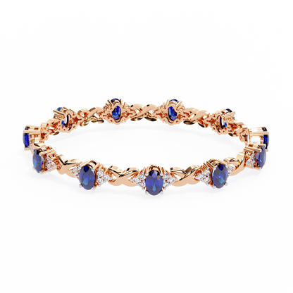 Azure Embrace Lab Grown Diamond & Sapphire Bangle