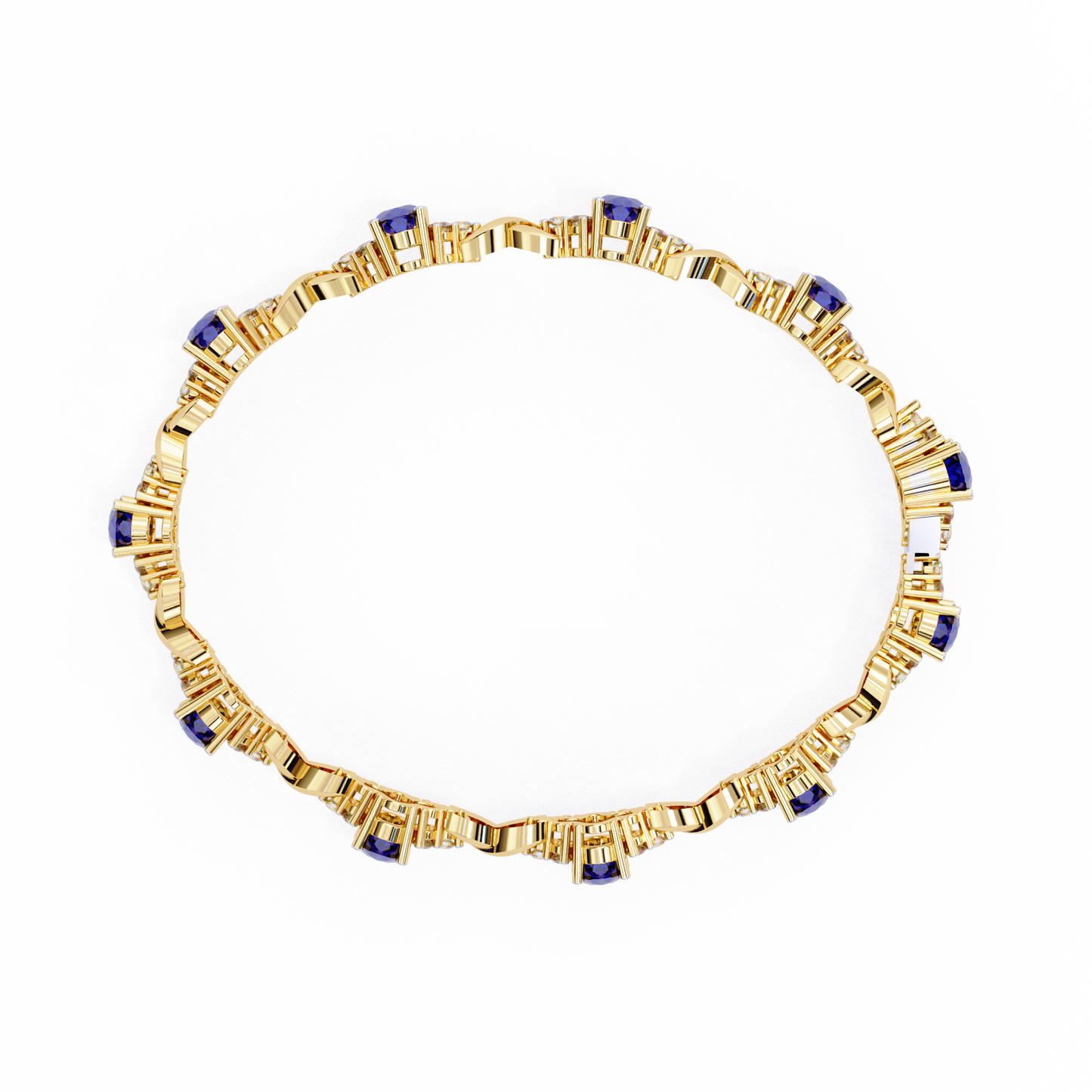 azure embrace lab grown diamond & sapphire bangle