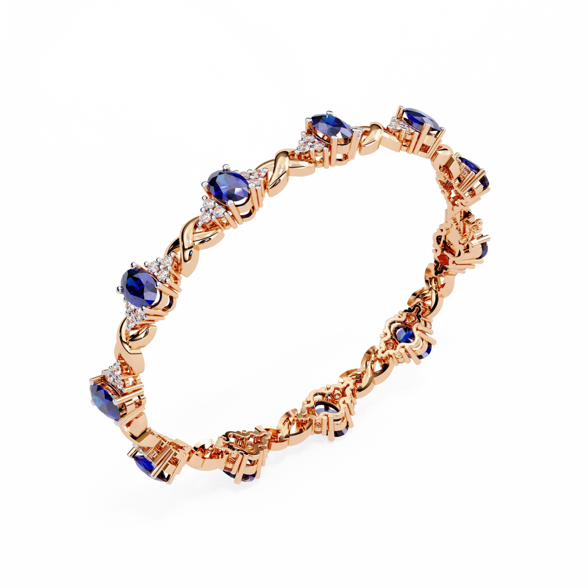 Azure Embrace Lab Grown Diamond & Sapphire Bangle - Ophiratbf