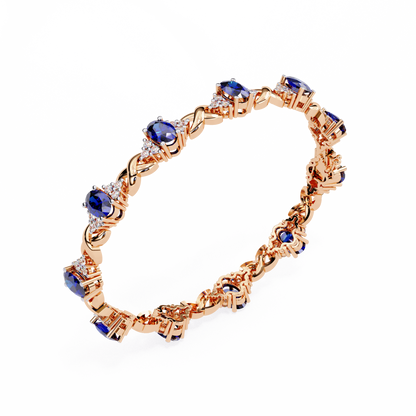 Azure Embrace Lab Grown Diamond & Sapphire Bangle