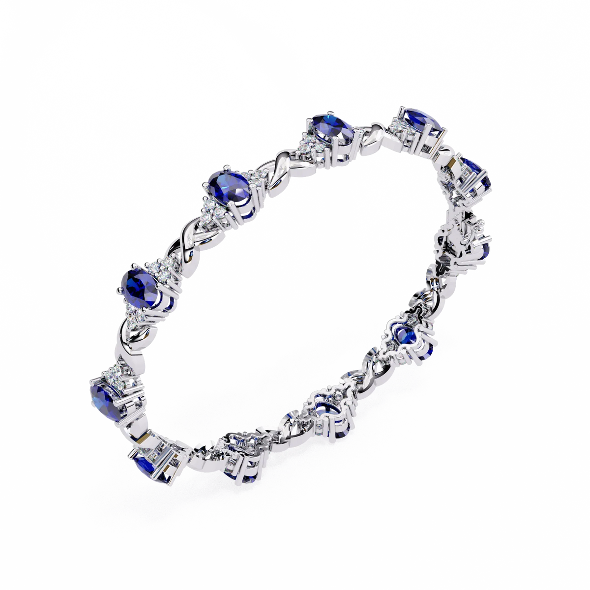 Azure Embrace Lab Grown Diamond & Sapphire Bangle - Ophiratbf