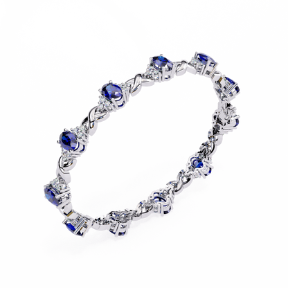 Azure Embrace Lab Grown Diamond & Sapphire Bangle
