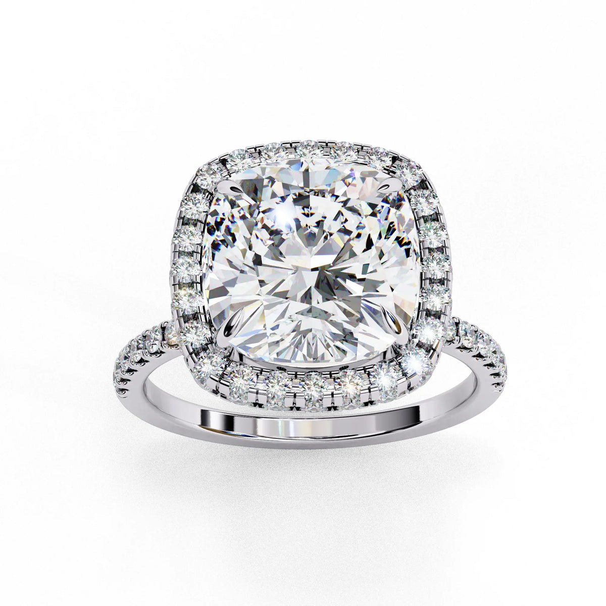 Luminous Halo Cushion Lab Grown Diamond Ring - Ophiratbf