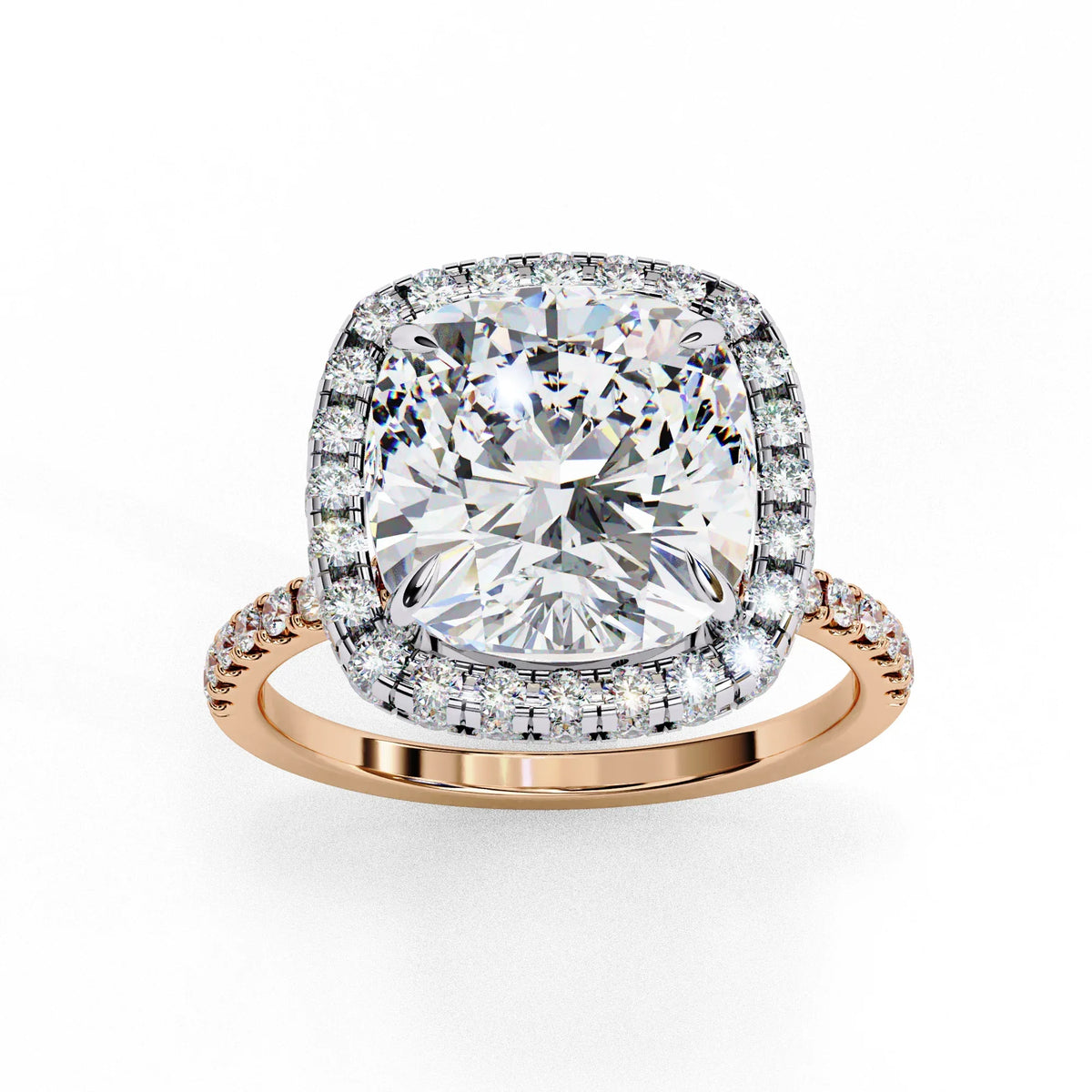 Luminous Halo Cushion Lab Grown Diamond Ring - Ophiratbf