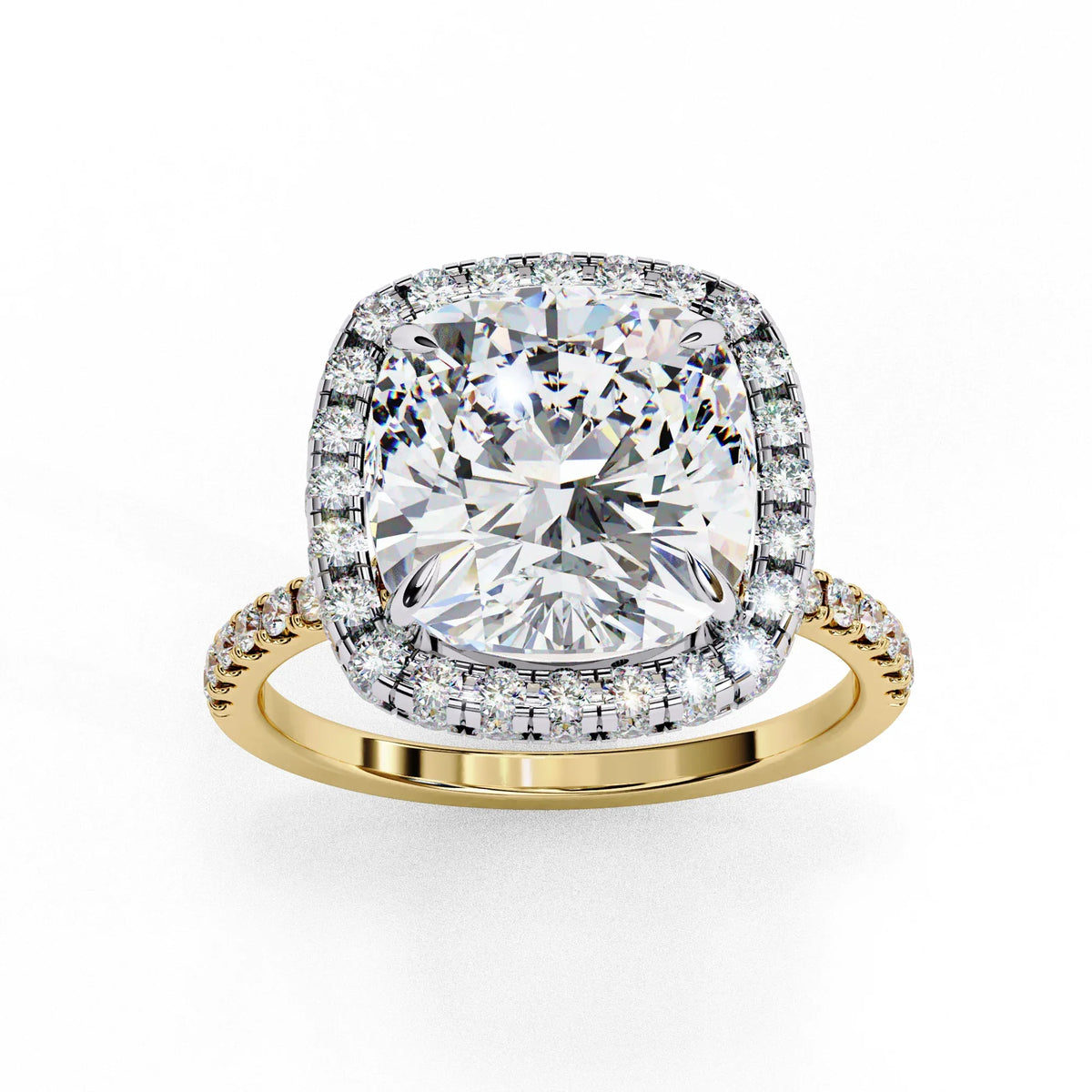 Luminous Halo Cushion Lab Grown Diamond Ring - Ophiratbf