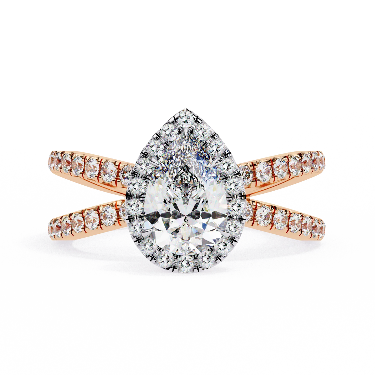 Elodie Lab Grown Diamond Pear Halo Embrace Ring - Ophiratbf