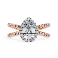 Elodie Lab Grown Diamond Pear Halo Embrace Ring - Ophiratbf