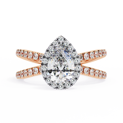 Elodie Lab Grown Diamond Pear Halo Embrace Ring