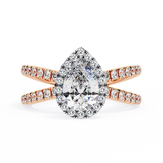 Elodie Lab Grown Diamond Pear Halo Embrace Ring